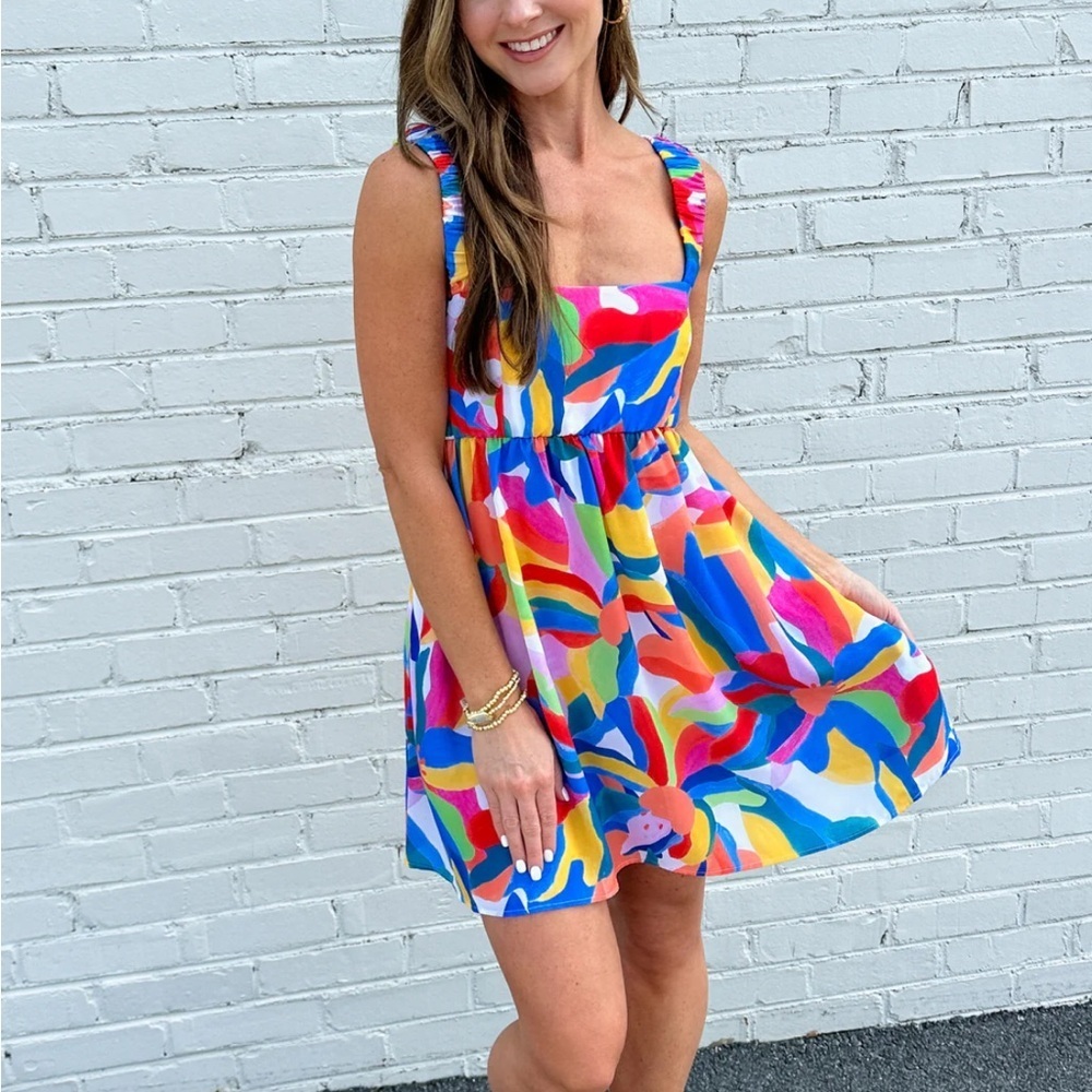 Show Me Your Mumu Just A Fling Dress Large Colorful Resort Dress Pockets - Picture 6 of 10